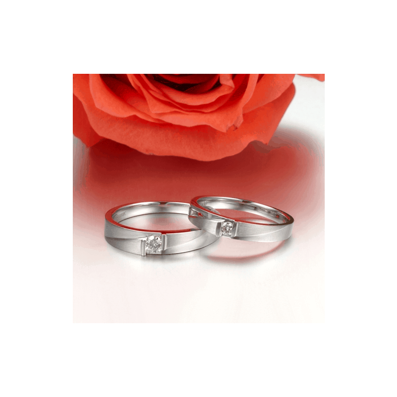 Alliance diamant sertissage demi clos - Métal or blanc 18cts - Homme - 4