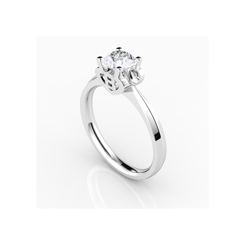 Bague prénom - Lettre B - Diamant, platine | Gemperles - 3