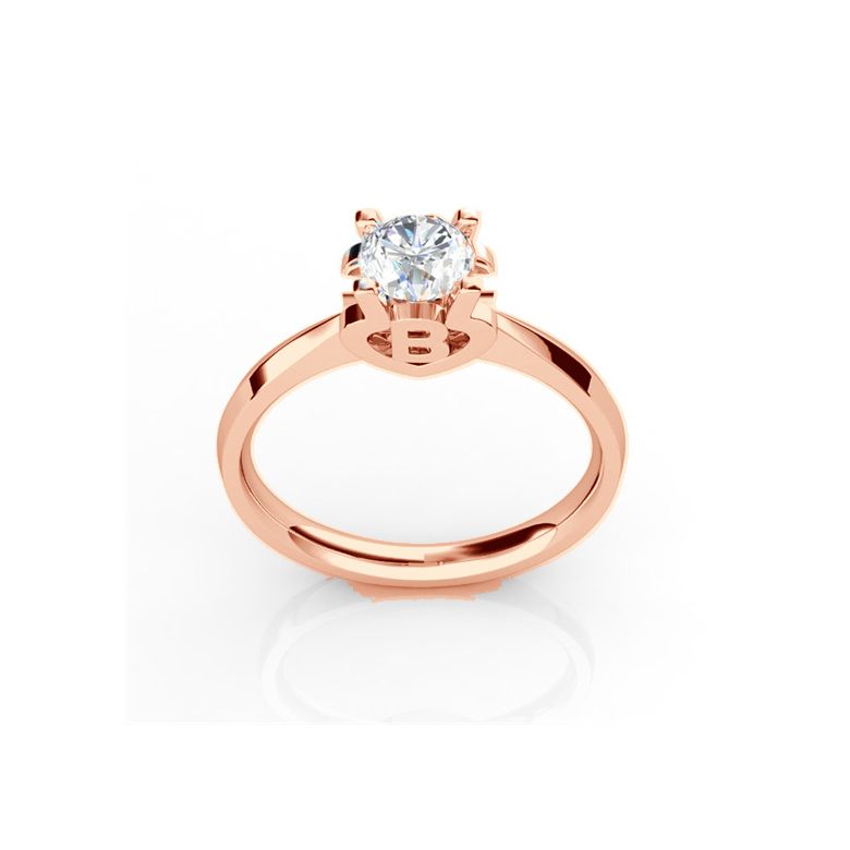 Bague prénom - Lettre B - Diamant, or rose | Gemperles - 1