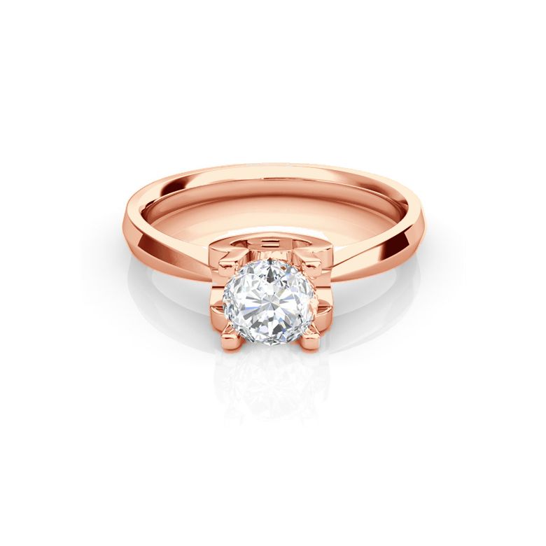 Bague prénom - Lettre B - Diamant, or rose | Gemperles - 2