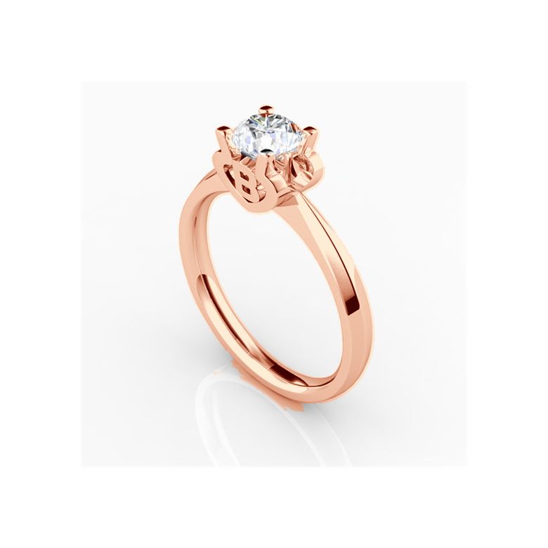 Bague prénom - Lettre B - Diamant, or rose | Gemperles - 3