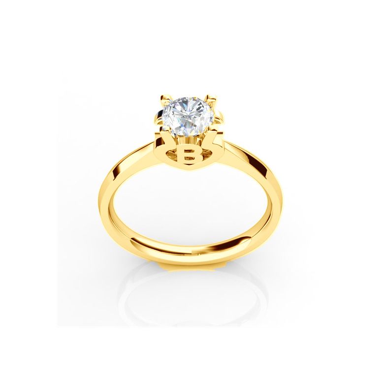 Bague prénom - Lettre B - Diamant, or jaune | Gemperles - 1