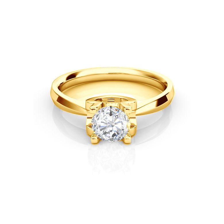 Bague prénom - Lettre B - Diamant, or jaune | Gemperles - 2