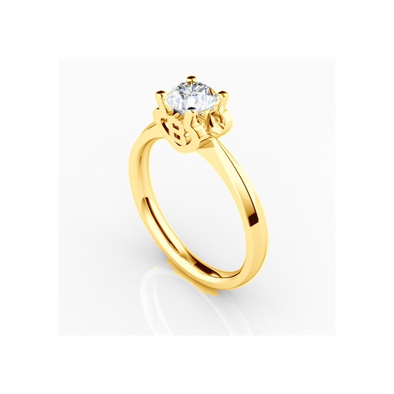Bague prénom - Lettre B - Diamant, or jaune | Gemperles - 3
