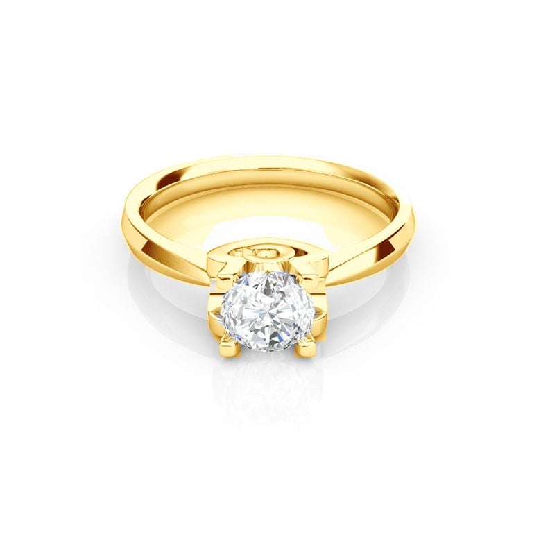 Bague prénom - Lettre C - Diamant, or jaune | Gemperles - 2