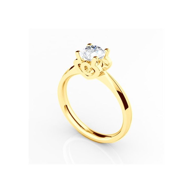 Bague prénom - Lettre C - Diamant, or jaune | Gemperles - 3