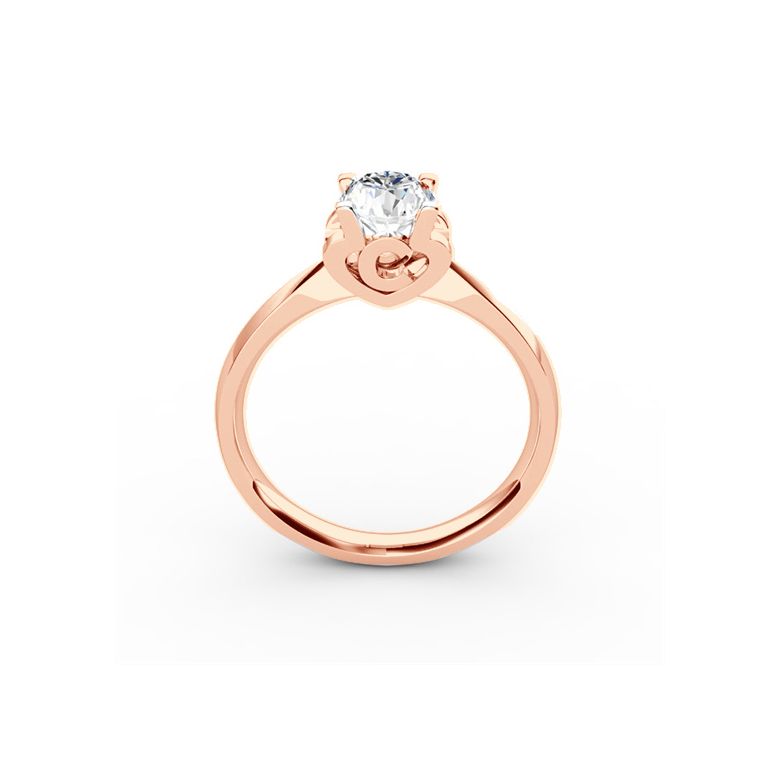 Bague prénom - Lettre C - Diamant, or rose | Gemperles - 1