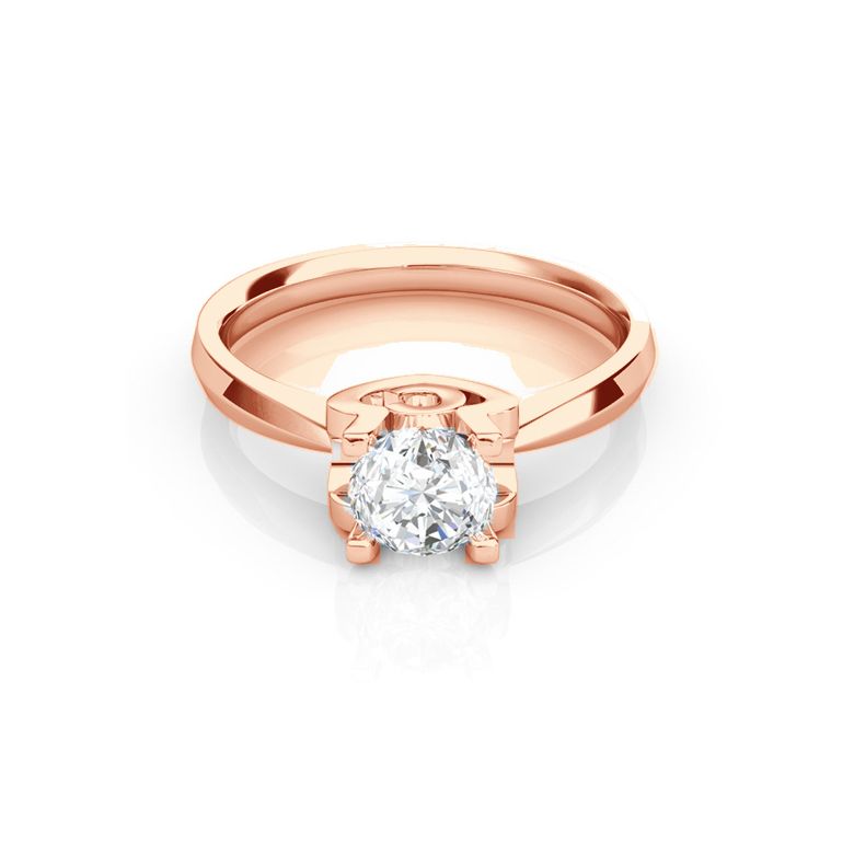 Bague prénom - Lettre C - Diamant, or rose | Gemperles - 2
