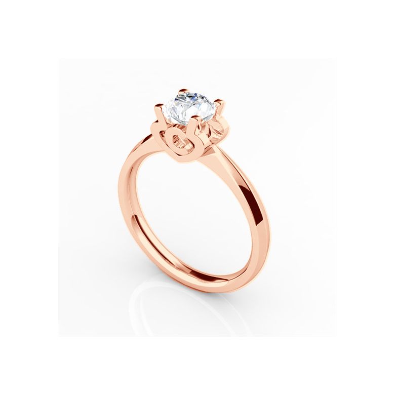 Bague prénom - Lettre C - Diamant, or rose | Gemperles - 3