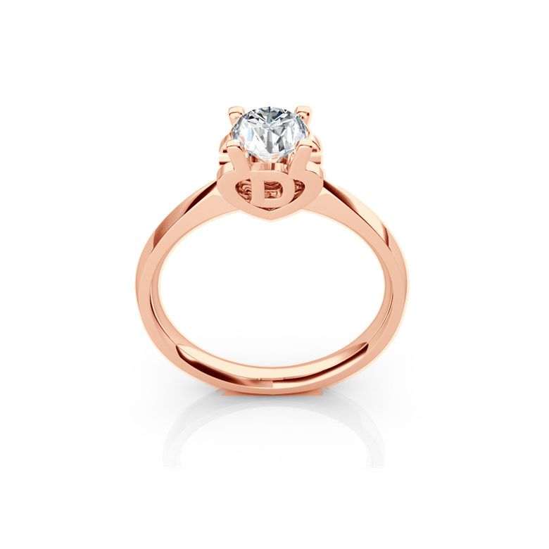 Bague prénom - Lettre D - Diamant, or rose | Gemperles - 1