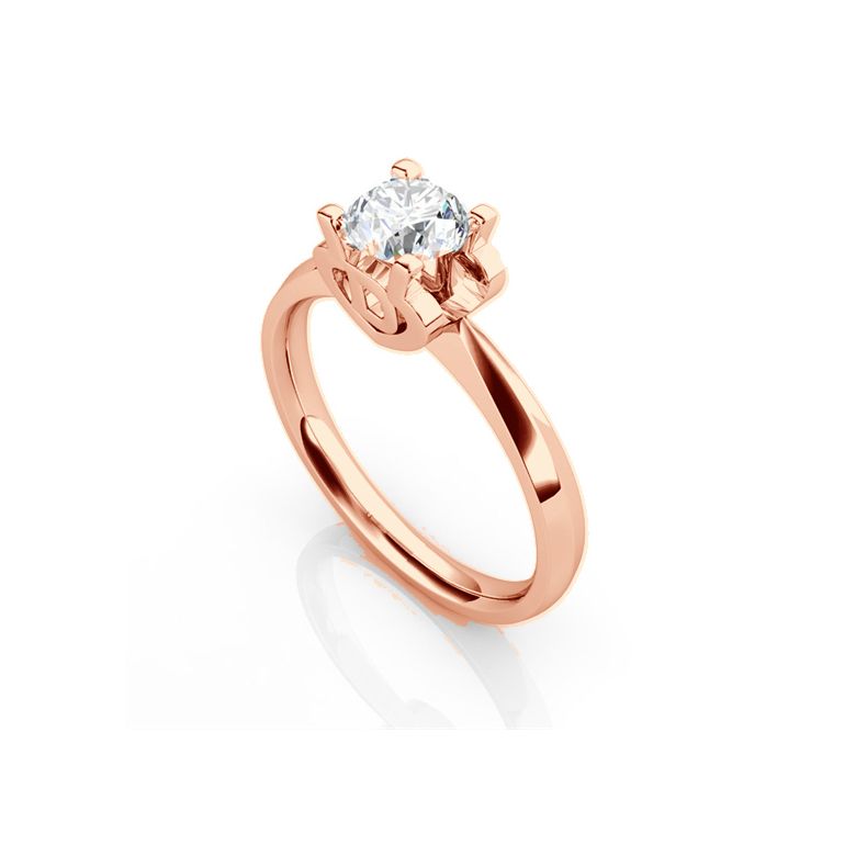 Bague prénom - Lettre D - Diamant, or rose | Gemperles - 3