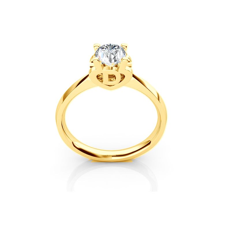 Bague prénom - Lettre D - Diamant, or jaune | Gemperles - 1