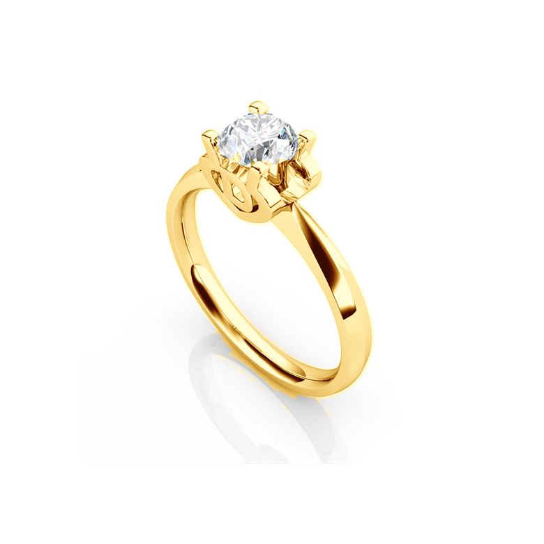 Bague prénom - Lettre D - Diamant, or jaune | Gemperles - 3