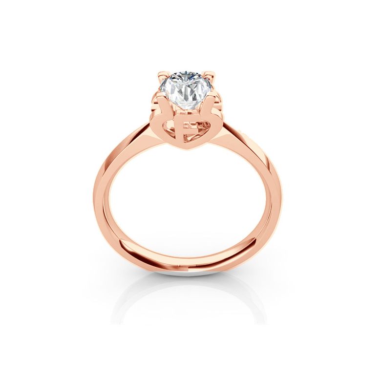 Bague prénom - Lettre F - Diamant, or rose | Gemperles - 1