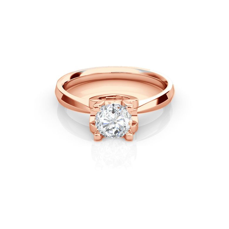 Bague prénom - Lettre F - Diamant, or rose | Gemperles - 2