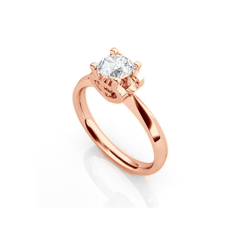Bague prénom - Lettre F - Diamant, or rose | Gemperles - 3