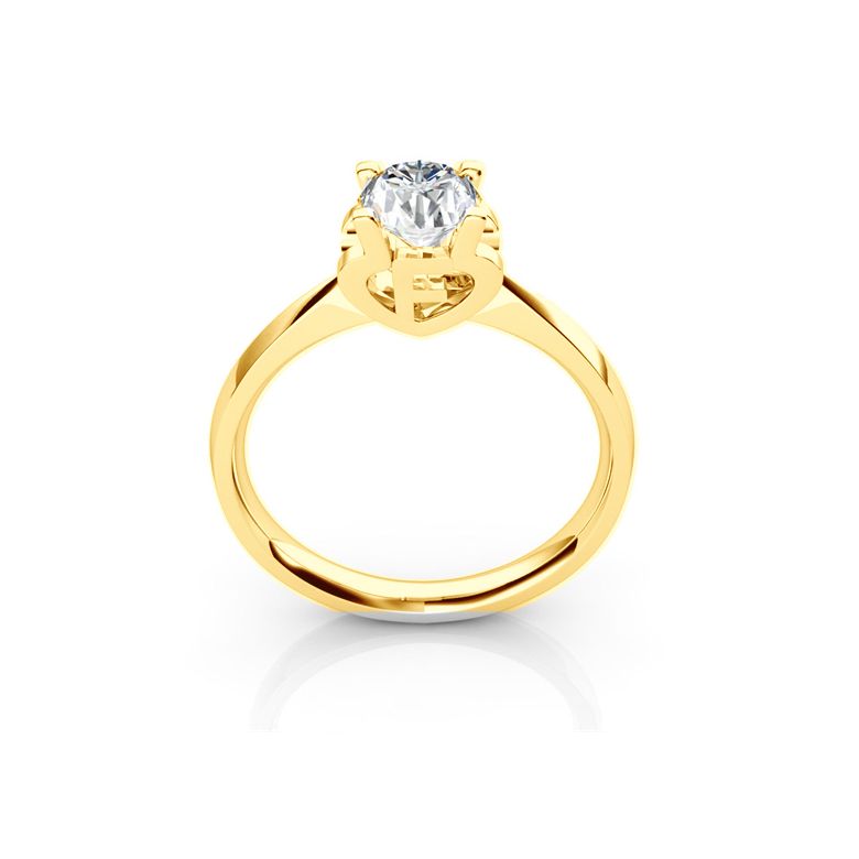 Bague prénom - Lettre F - Diamant, or jaune | Gemperles - 1