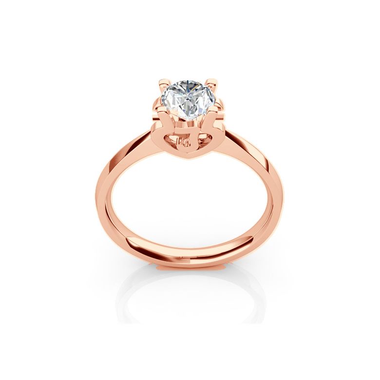 Bague prénom - Lettre J - Diamant, or rose | Gemperles - 1