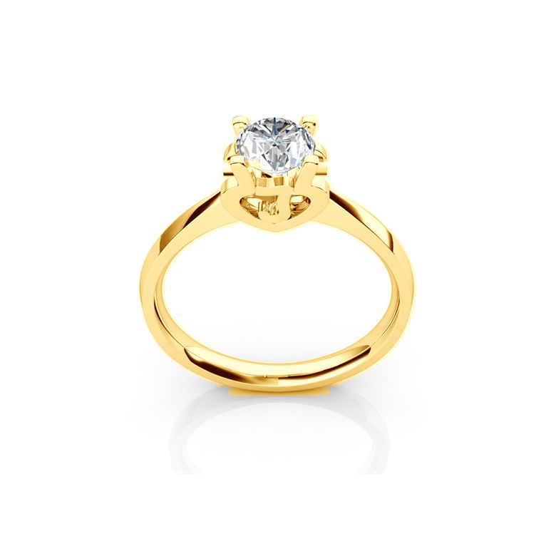 Bague prénom - Lettre J - Diamant, or jaune | Gemperles - 1