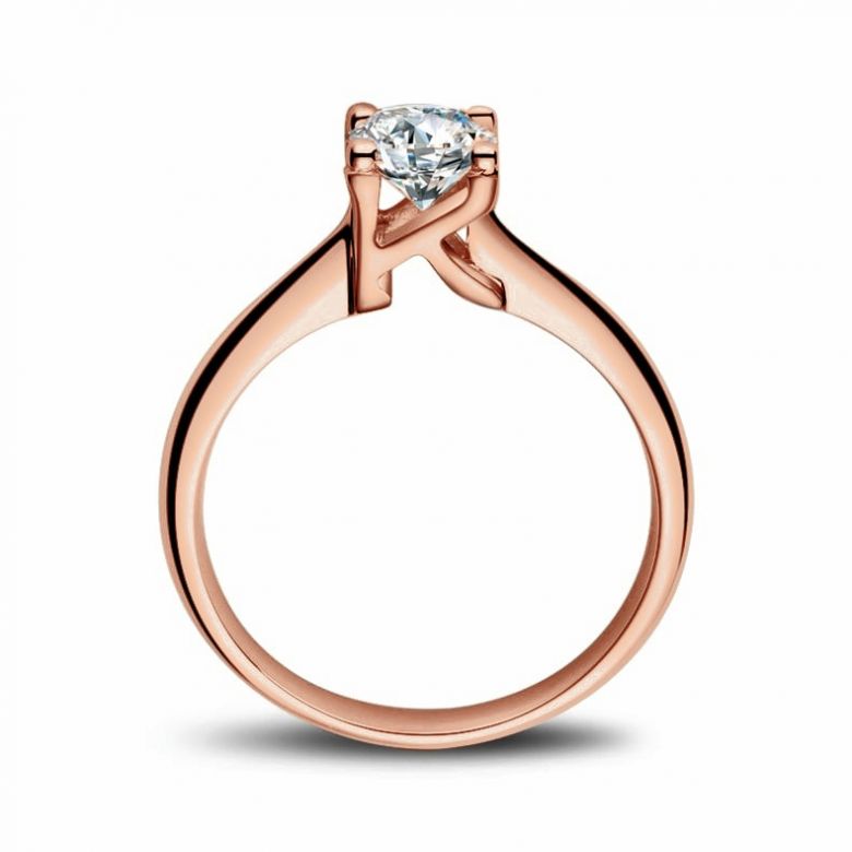 Bague en forme de lettre - initiale K - Diamant, or rose | Gemperles - 1