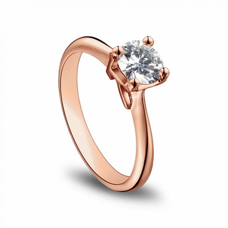 Bague en forme de lettre - initiale K - Diamant, or rose | Gemperles - 2