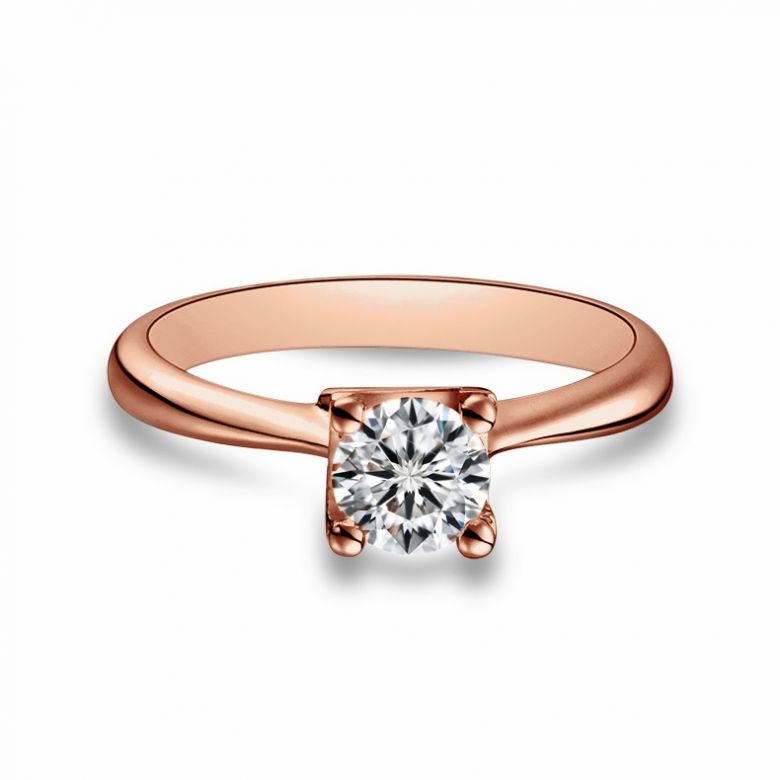 Bague en forme de lettre - initiale K - Diamant, or rose | Gemperles - 3