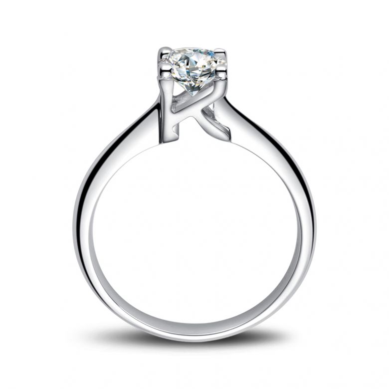Bague en forme de lettre - initiale K - Diamant, or blanc | Gemperles - 1