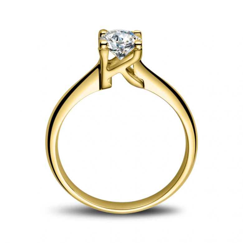Bague en forme de lettre - initiale K - Diamant, or jaune | Gemperles - 1