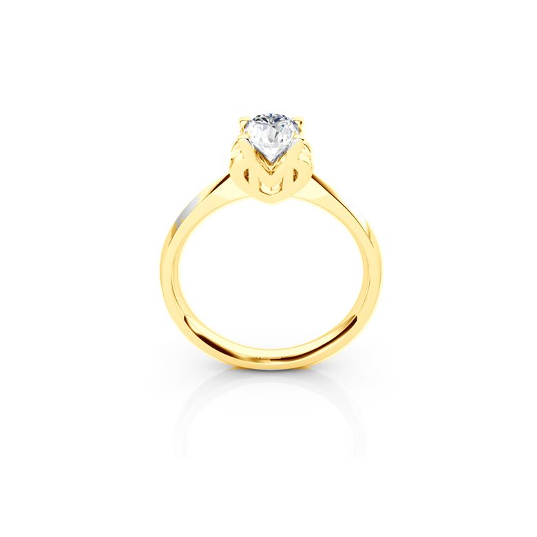 Bague prénom - Lettre M - Diamant, or jaune | Gemperles - 1