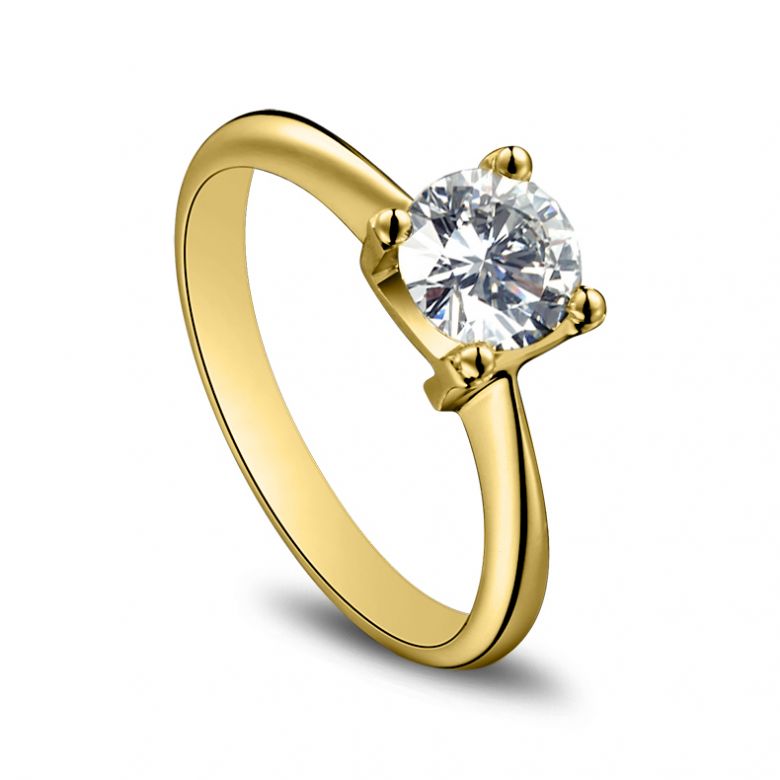 Bague prénom - Lettre N - Diamant, or jaune | Gemperles - 2