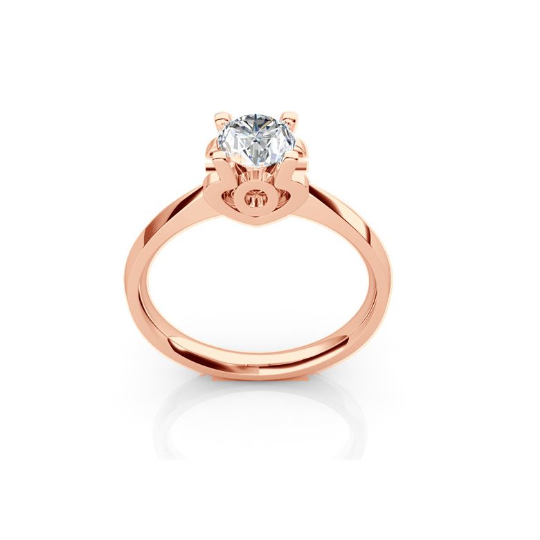 Bague prénom - Lettre O - Diamant, or rose | Gemperles - 1