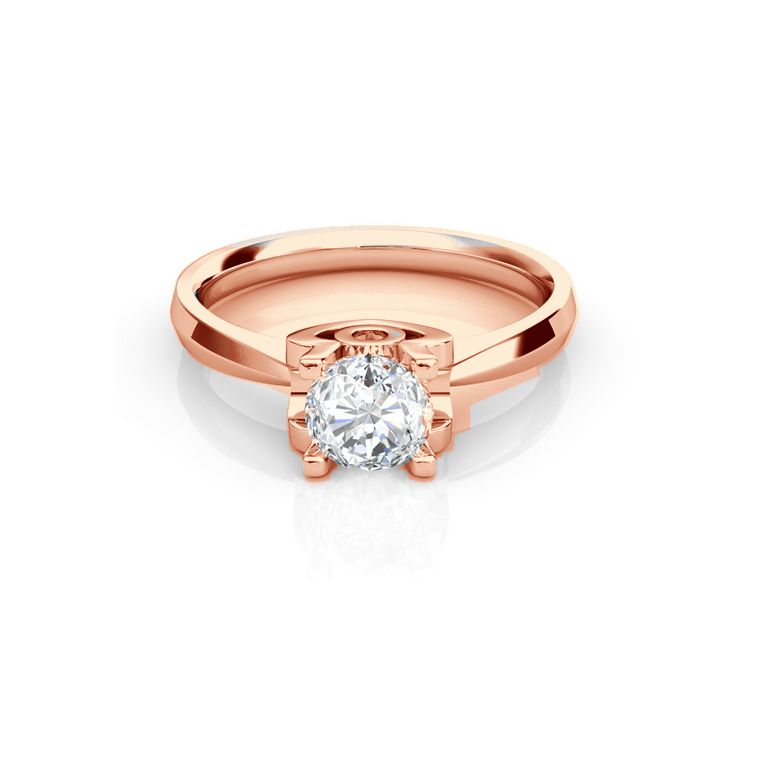 Bague prénom - Lettre O - Diamant, or rose | Gemperles - 2