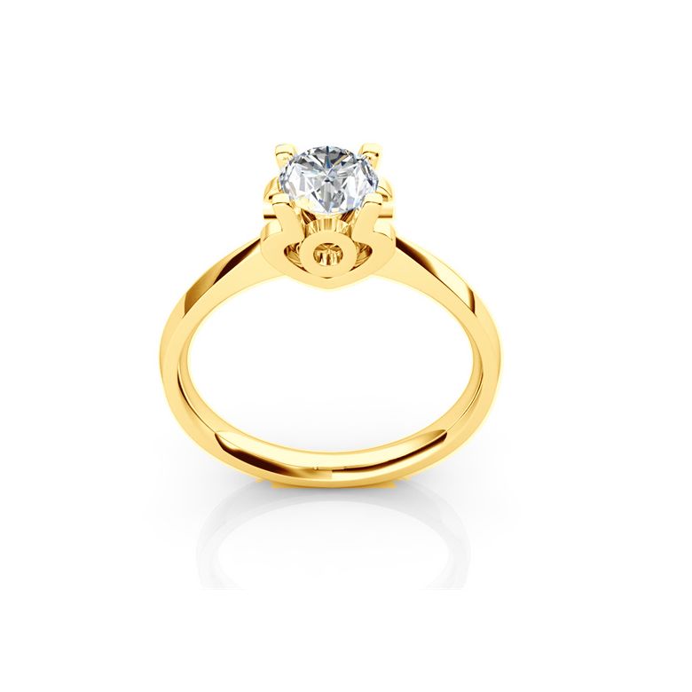 Bague prénom - Lettre O - Diamant, or jaune | Gemperles - 1