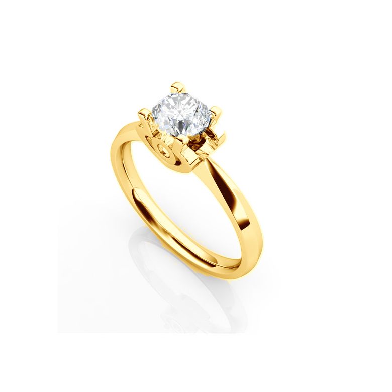 Bague prénom - Lettre O - Diamant, or jaune | Gemperles - 3