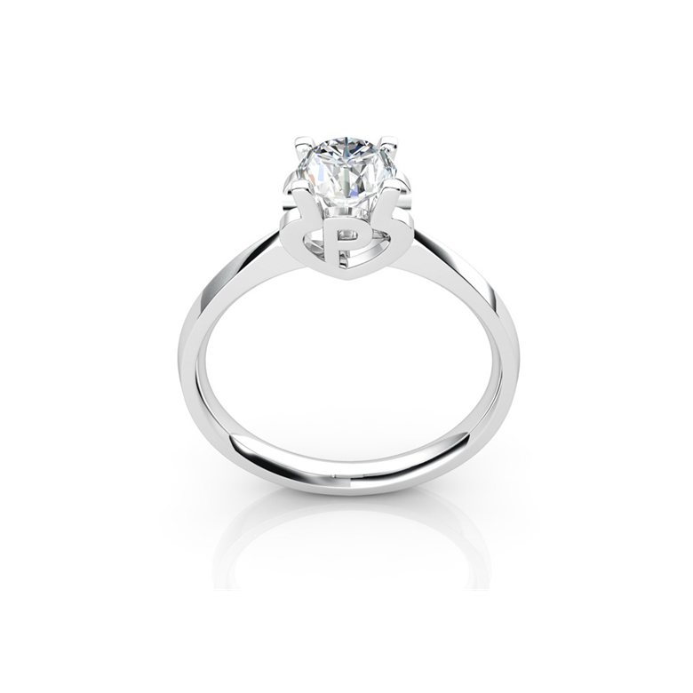 Bague prénom - Lettre P - Diamant, platine | Gemperles - 1