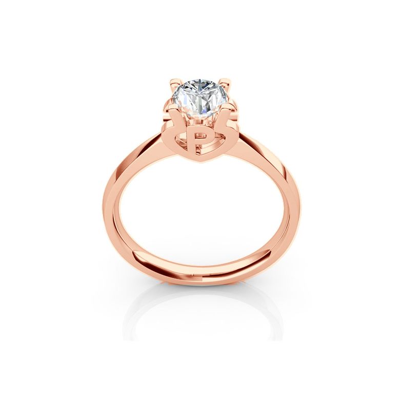 Bague prénom - Lettre P - Diamant, or rose | Gemperles - 1