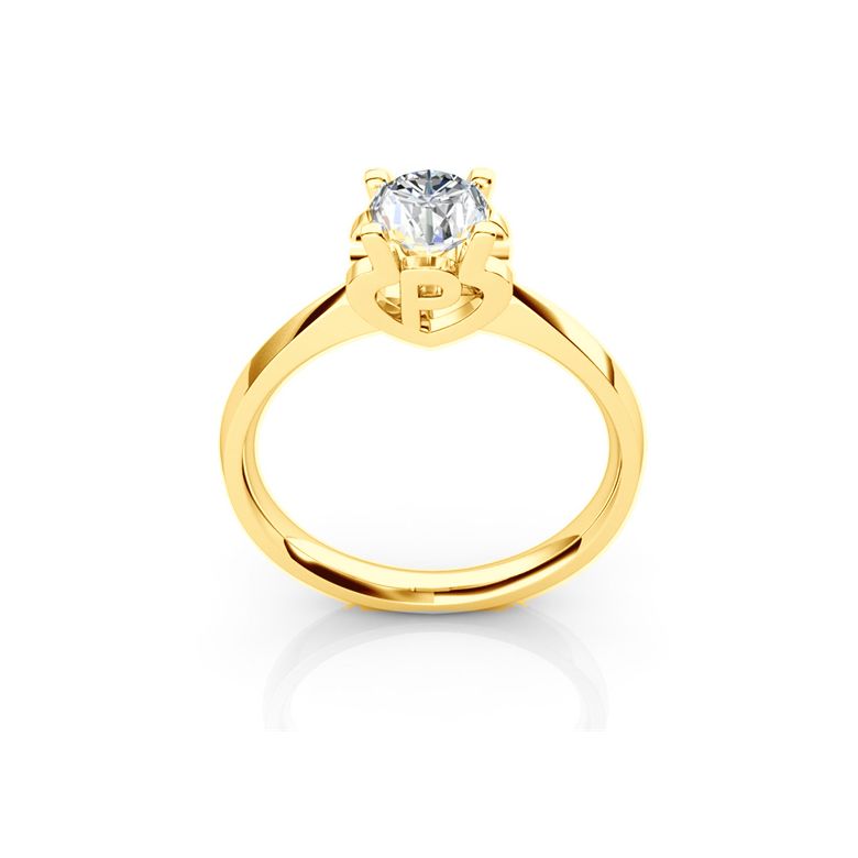 Bague prénom - Lettre P - Diamant, or jaune | Gemperles - 1