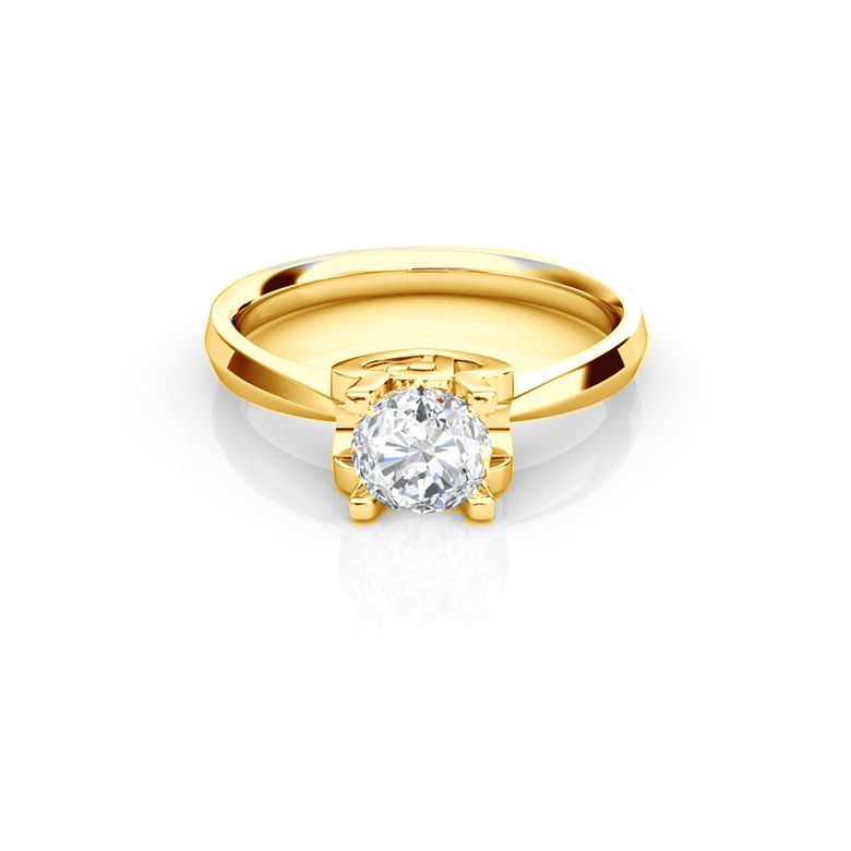 Bague prénom - Lettre P - Diamant, or jaune | Gemperles - 2