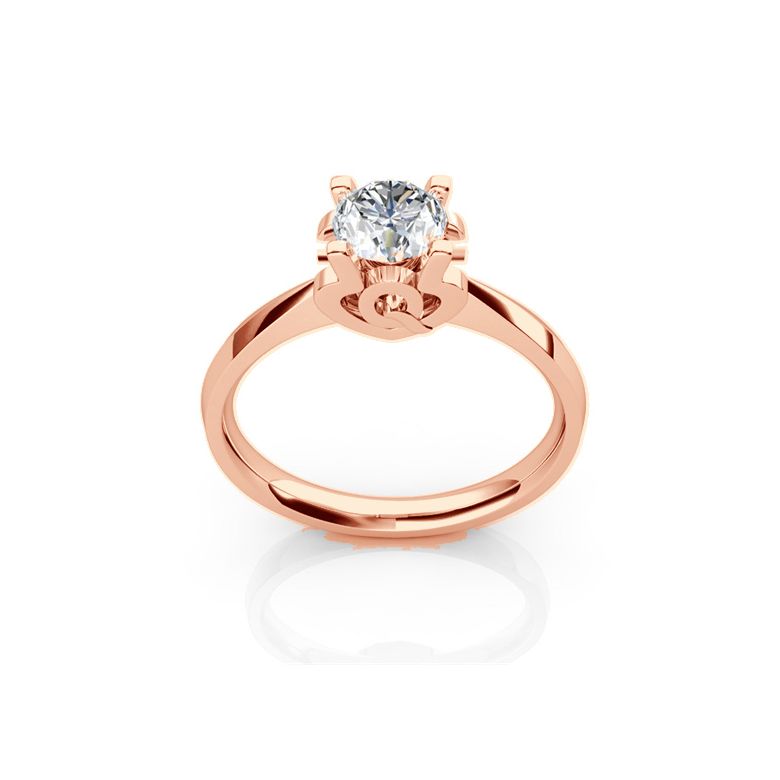 Bague prénom - Lettre Q - Diamant, or rose | Gemperles - 1