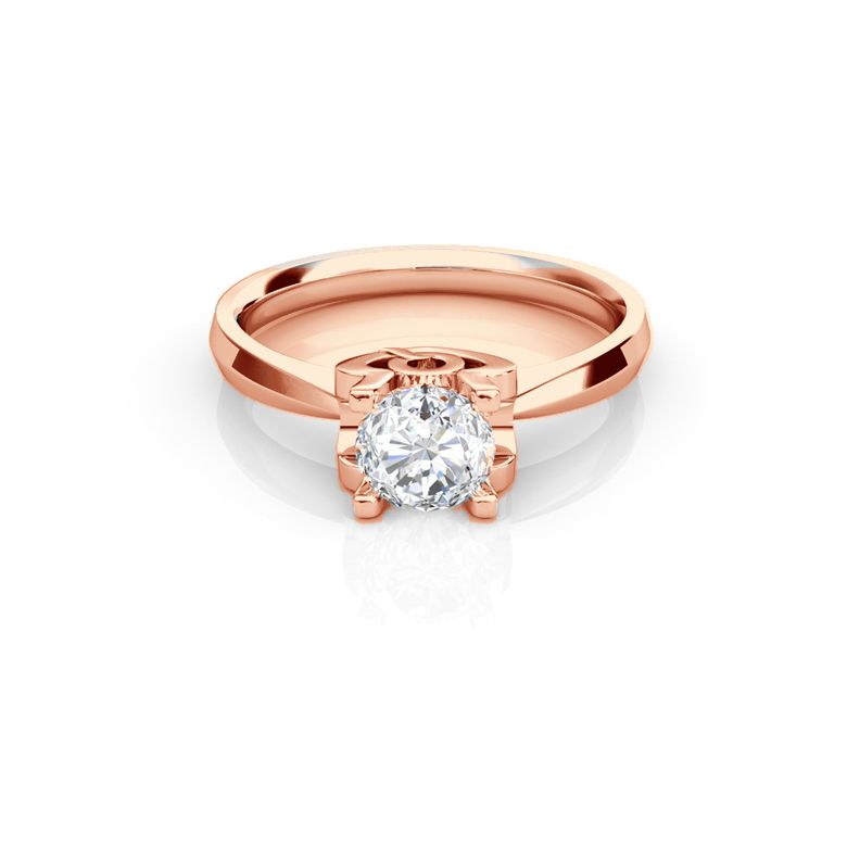Bague prénom - Lettre Q - Diamant, or rose | Gemperles - 2