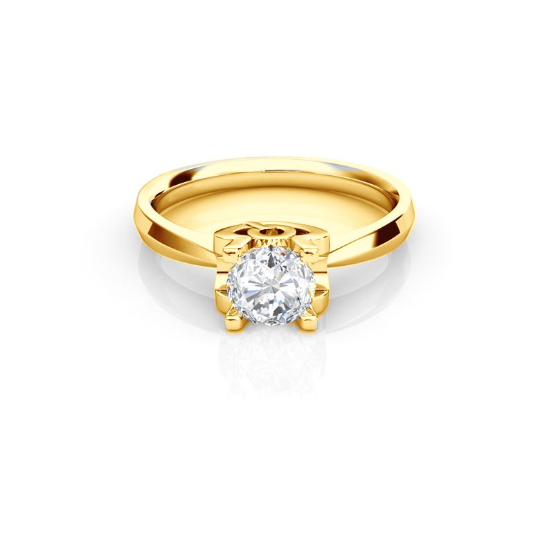 Bague prénom - Lettre Q - Diamant, or jaune | Gemperles - 2