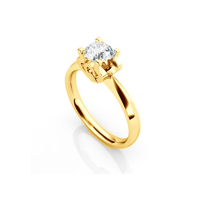 Bague prénom - Lettre Q - Diamant, or jaune | Gemperles - 3