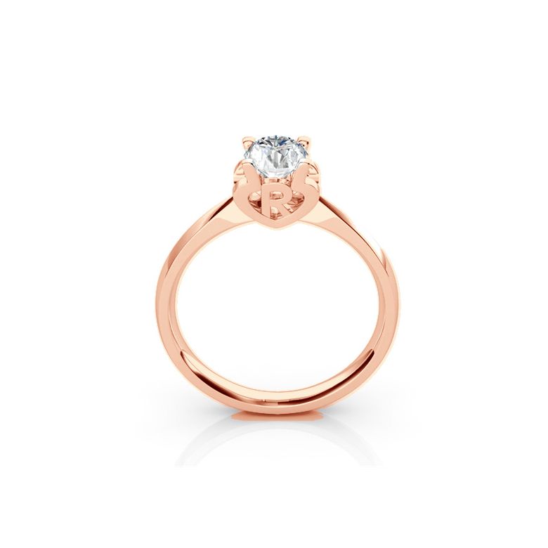 Bague prénom - Lettre R - Diamant, or rose | Gemperles - 1