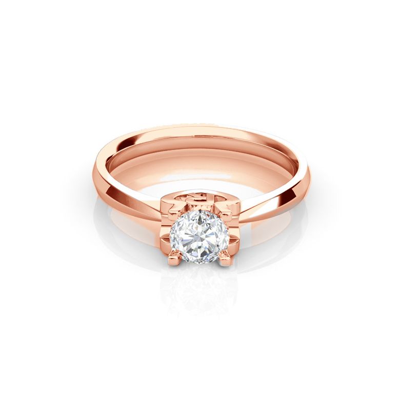 Bague prénom - Lettre R - Diamant, or rose | Gemperles - 2