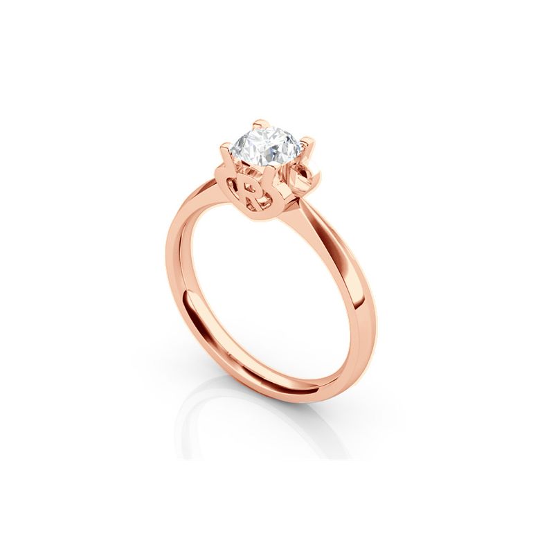 Bague prénom - Lettre R - Diamant, or rose | Gemperles - 3