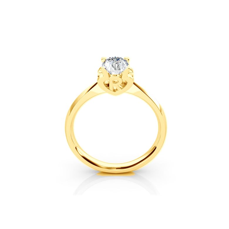 Bague prénom - Lettre R - Diamant, or jaune | Gemperles - 1