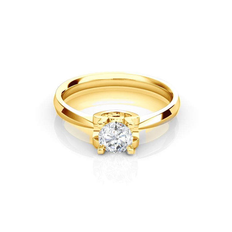 Bague prénom - Lettre R - Diamant, or jaune | Gemperles - 2