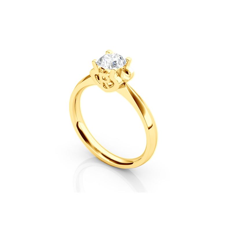 Bague prénom - Lettre R - Diamant, or jaune | Gemperles - 3