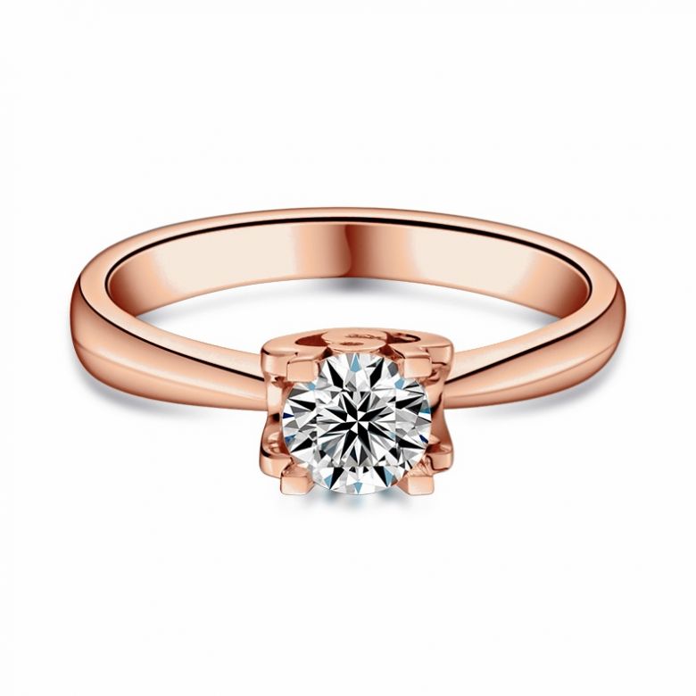 Bague avec initiale S - Solitaire or rose diamant | Gemperles - 3