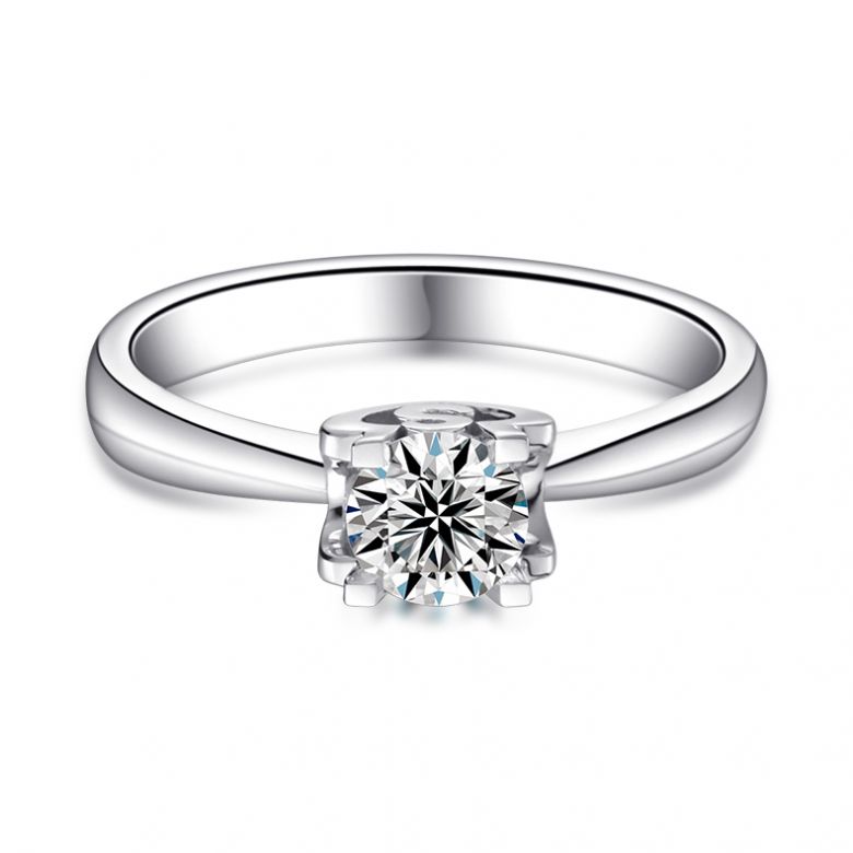 Bague avec initiale S - Solitaire or blanc diamant | Gemperles - 3